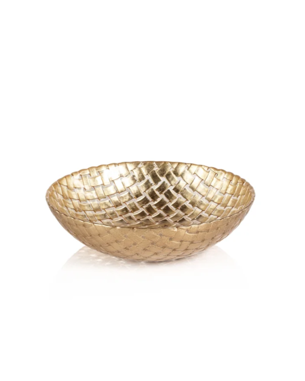Braided Glass Bowl - Gold, 7"