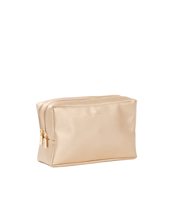 Scout Two-Way Toiletry Bag - Gold Faux Leather - Gabrielle's Biloxi