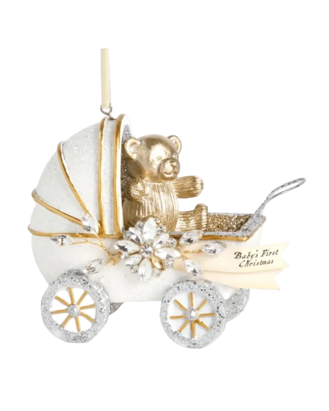 Baby's First Christmas Pram Glitter Ornament - Gabrielle's Biloxi