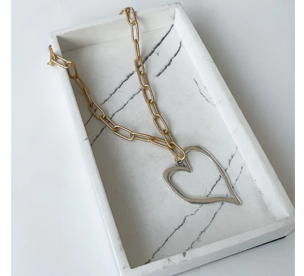 Paperclip with Heart Necklace - 18" - Silver Heart - Gabrielle's Biloxi