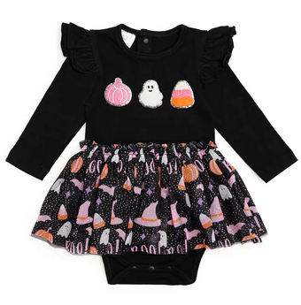 Boo Halloween Long Sleeve Tutu Bodysuit - Gabrielle's Biloxi