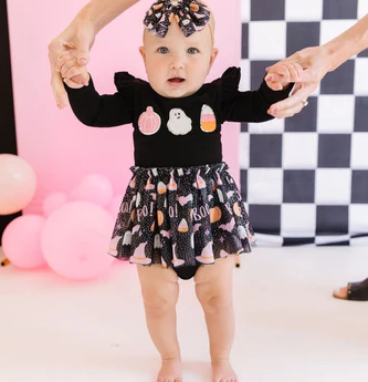 Boo Halloween Long Sleeve Tutu Bodysuit - Gabrielle's Biloxi