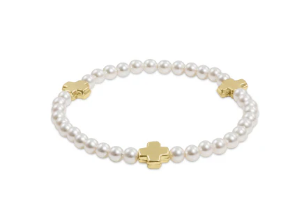 Enewton Signature Cross Pearl Pattern 4mm Bead Bracelet - Gold - Gabrielle's Biloxi
