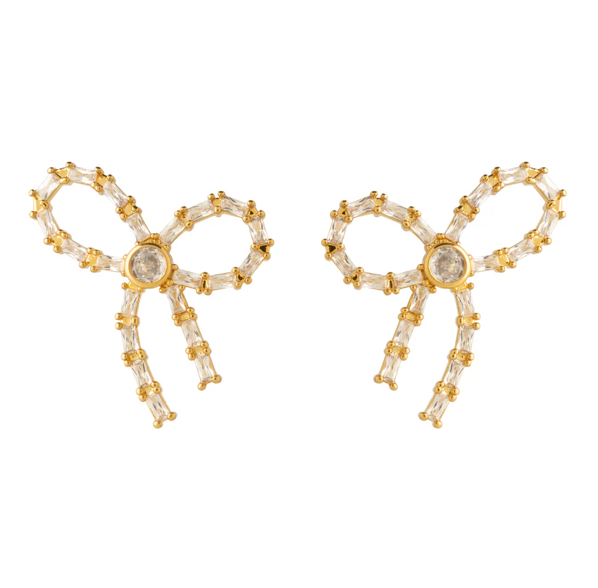 Mignonne Gavigan Crystal	Bow Studs - Gold/Clear - Gabrielle's Biloxi