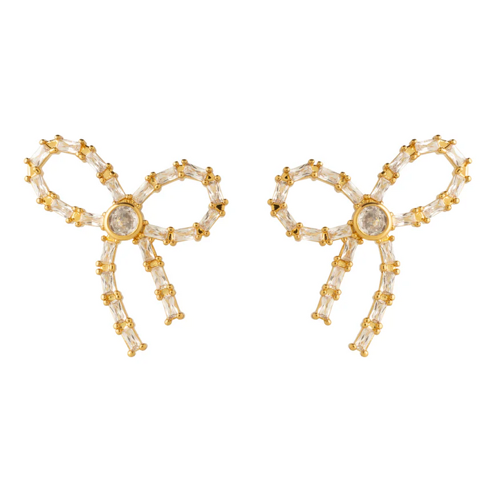 Mignonne Gavigan Crystal	Bow Studs - Gold/Clear - Gabrielle's Biloxi