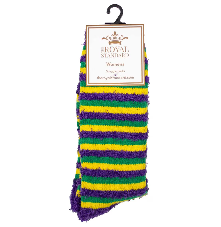 Women's Stripe Mardi Gras Fuzzy Socks - Gabrielle's Biloxi