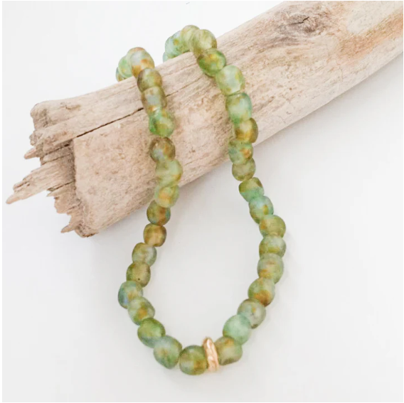 18" Glass Washer Necklace - Green Multi - Gabrielle's Biloxi