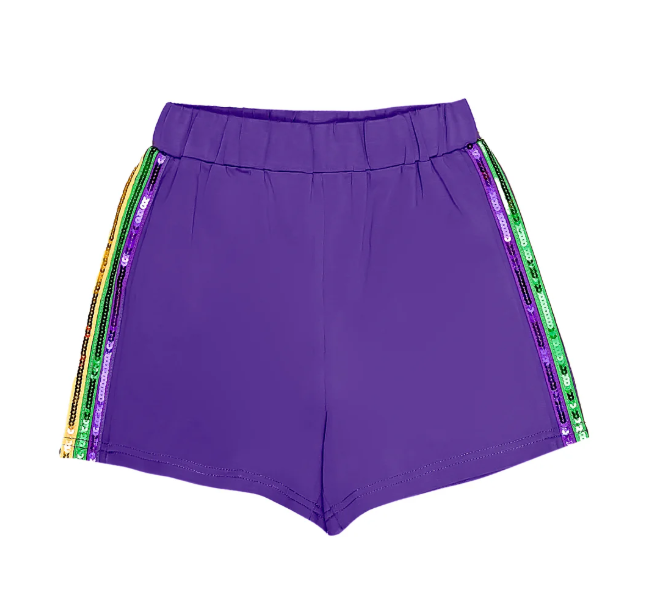 Girls Purple Sequin Striped Shorts - Gabrielle's Biloxi