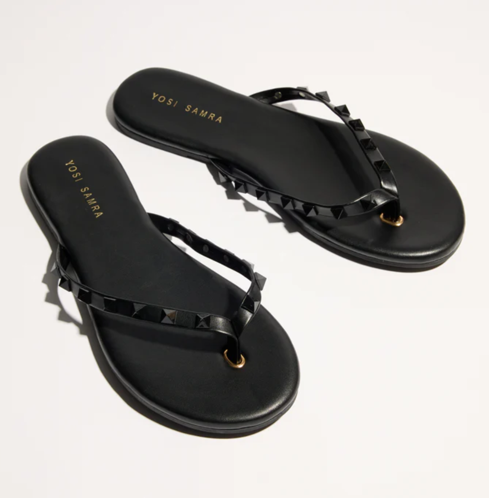 Yosi Samra Rivington Stud Flip Flop - Black/Black - Gabrielle's Biloxi