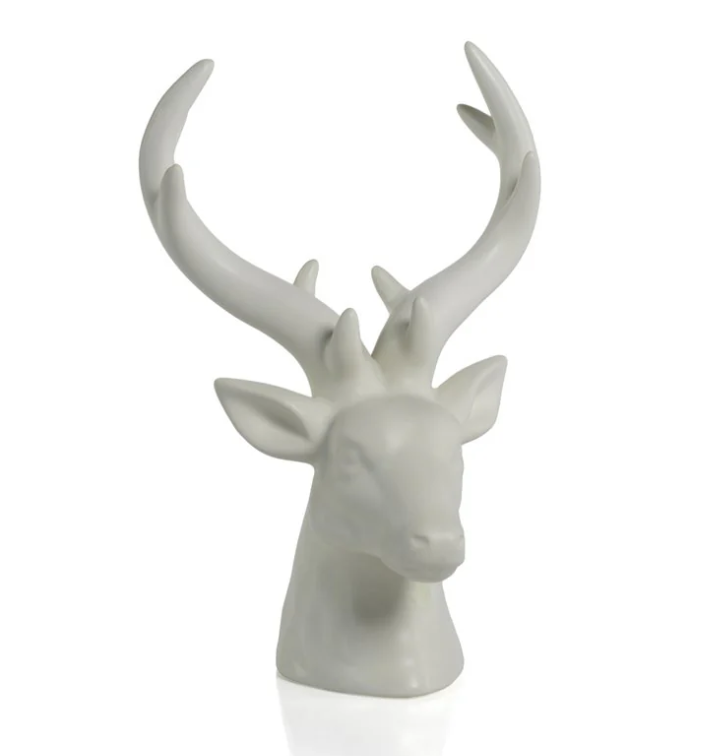 Ceramic Stag Head 11" - White - Gabrielle's Biloxi