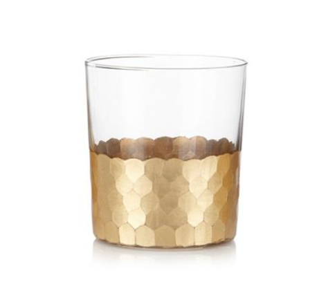 Short Glass Tumbler with Gold Leaf - Gabrielle's Biloxi