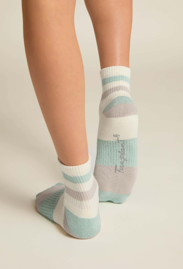 Faceplant Dreams Bamboo Retro Shorty Sock - Ivory/Aqua - Gabrielle's Biloxi