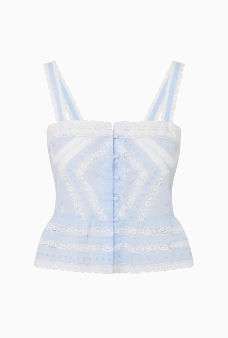 Love Shack Fancy Pruitt Top - Pale Blue - Gabrielle's Biloxi