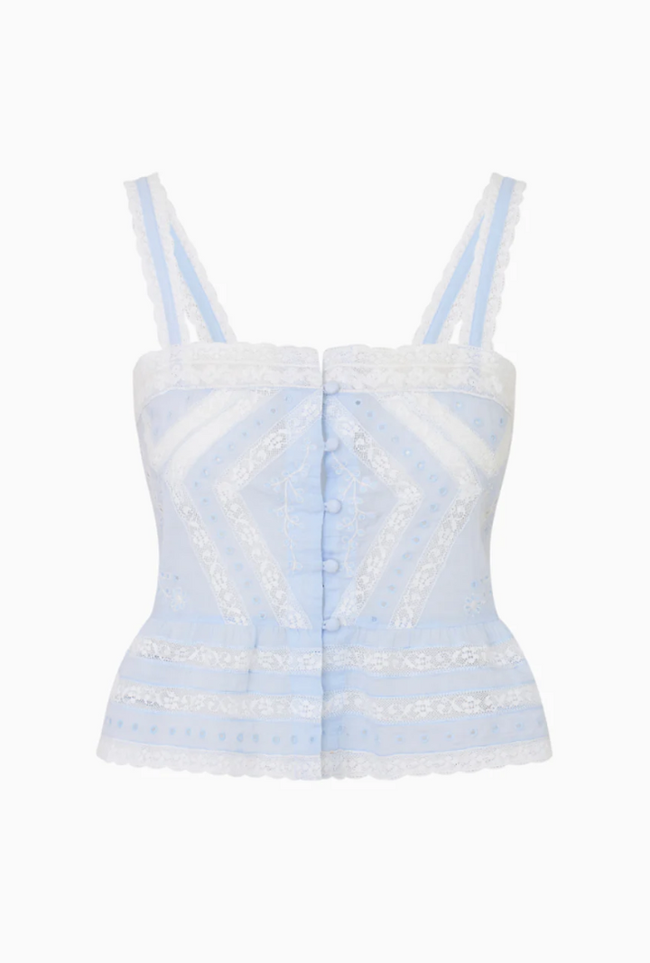 Love Shack Fancy Pruitt Top - Pale Blue - Gabrielle's Biloxi