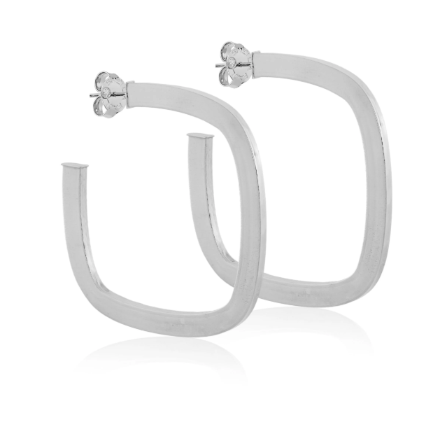 Sheila Fajl Square Elisa Hoops - Brushed Silver - Gabrielle's Biloxi