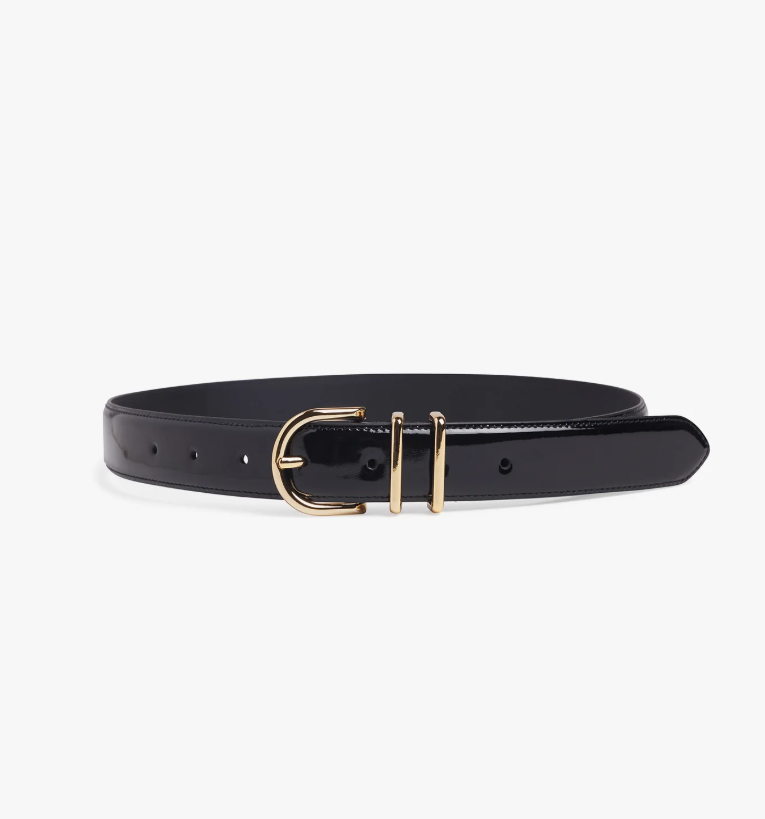 Favorite Daughter The Patent Fancy Juni Belt - Black/Gold - Gabrielle's Biloxi
