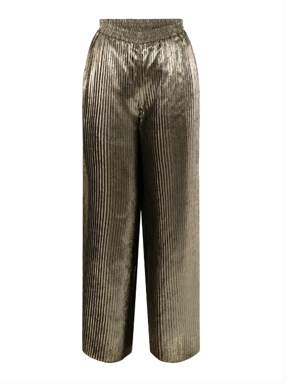Emily McCarthy Pleated Pant - Black/Gold - Gabrielle's Biloxi