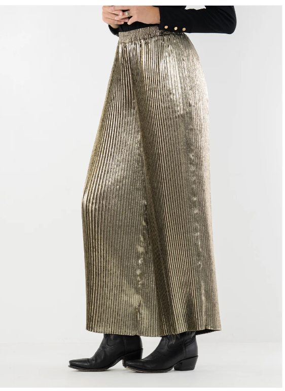 Emily McCarthy Pleated Pant - Black/Gold - Gabrielle's Biloxi