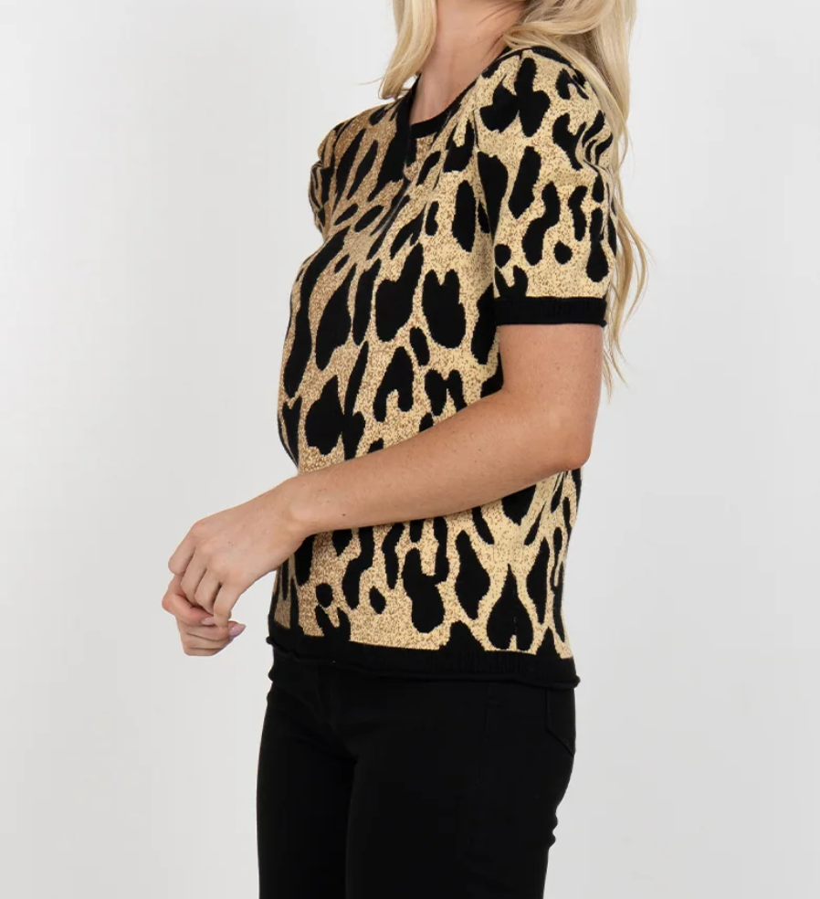 Emily McCarthy Crewneck Knit Top - Lady Leopard - Gabrielle's Biloxi