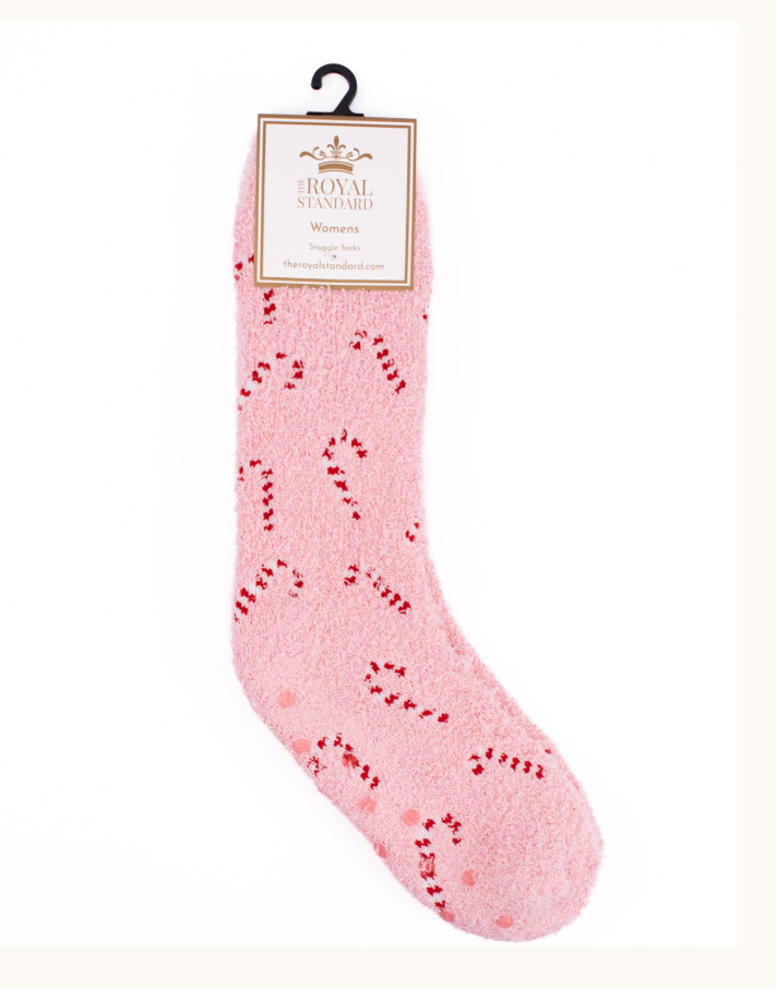 Candy Cane Cutie Snuggle Socks Light Pink - One Size