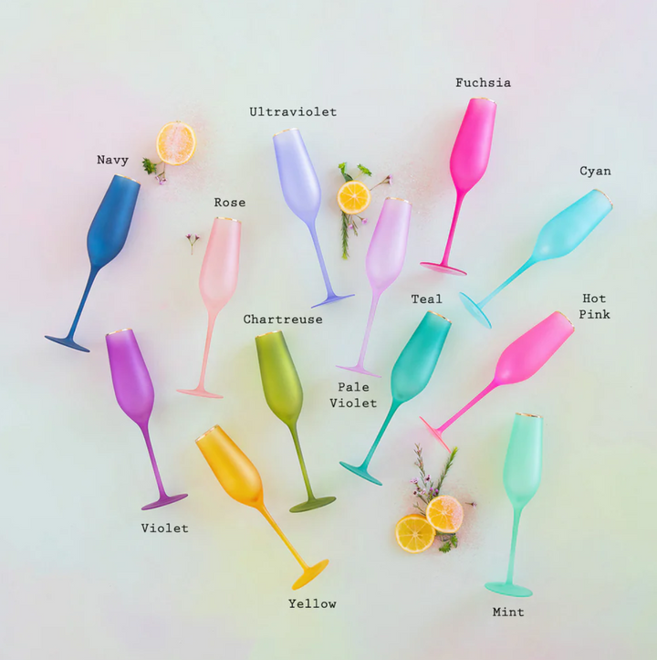 Glitterville Frosted Flute Glass - 10.25" - Gabrielle's Biloxi