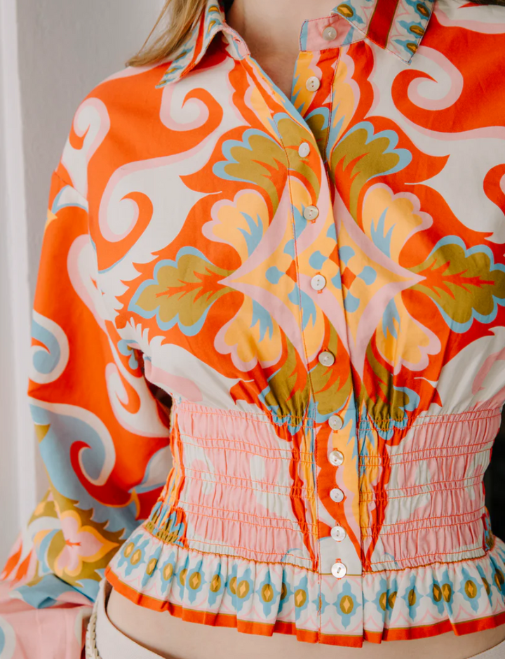 Love the Label Rolo Top - Rosetti Print - Gabrielle's Biloxi