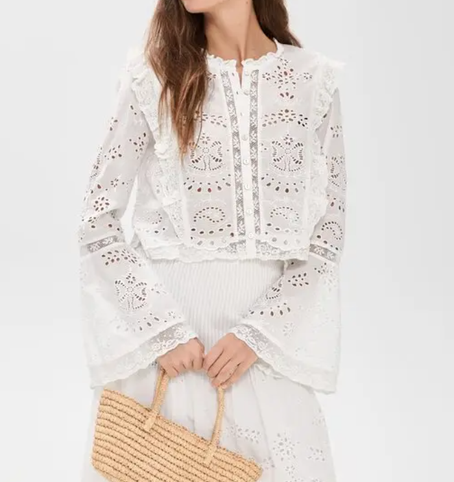 Love Shack Fancy Hawthorn Top - White - Gabrielle's Biloxi