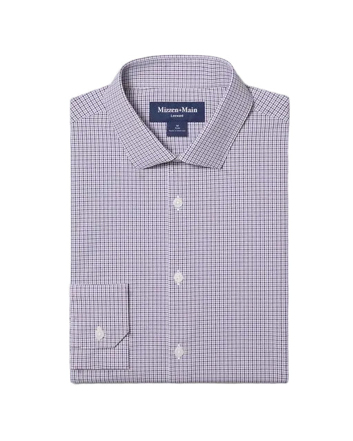 Mizzen+Main Leeward	Trim LS Dress Shirt - Purple Dusk Sam Plaid - Gabrielle's Biloxi