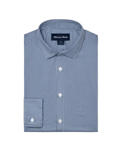 Mizzen+Main Halyard LS No Tuck Dress Shirt - Navy Peter Gingham - Gabrielle's Biloxi