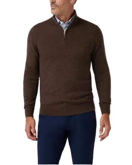 Mizzen+Main Heritage Quarter Zip Sweater - Espresso Heather - Gabrielle's Biloxi