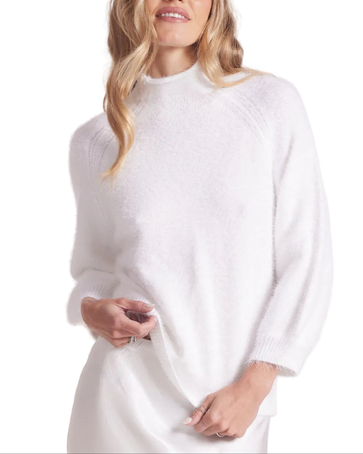 FUNNEL NECK RAGLAN SWEATER