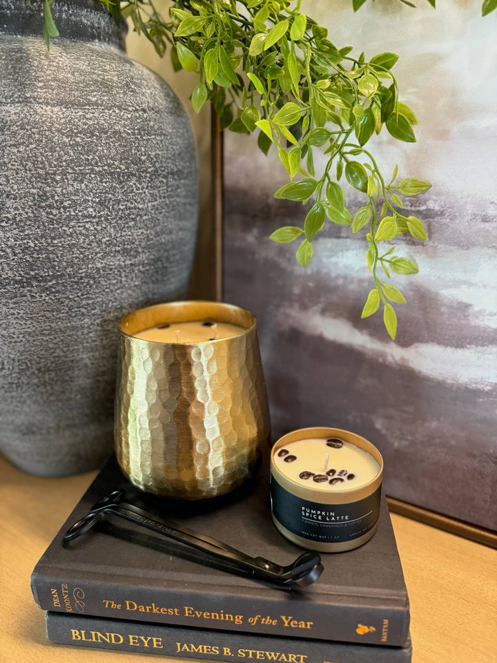Gold Hammered Soy Candle - Vanilla Brûlée - Gabrielle's Biloxi
