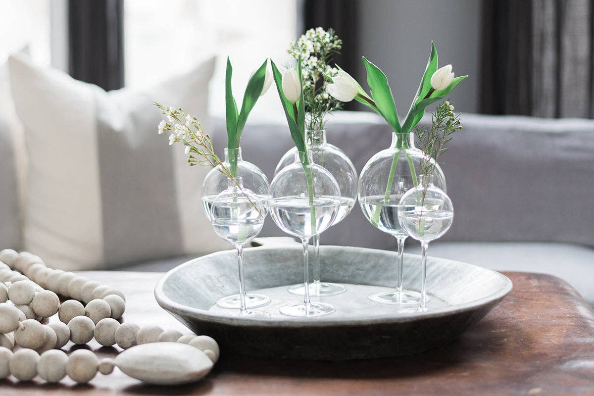 Etu Clear Wine Glass Shaped Flower Vase, Large - Gabrielle's Biloxi