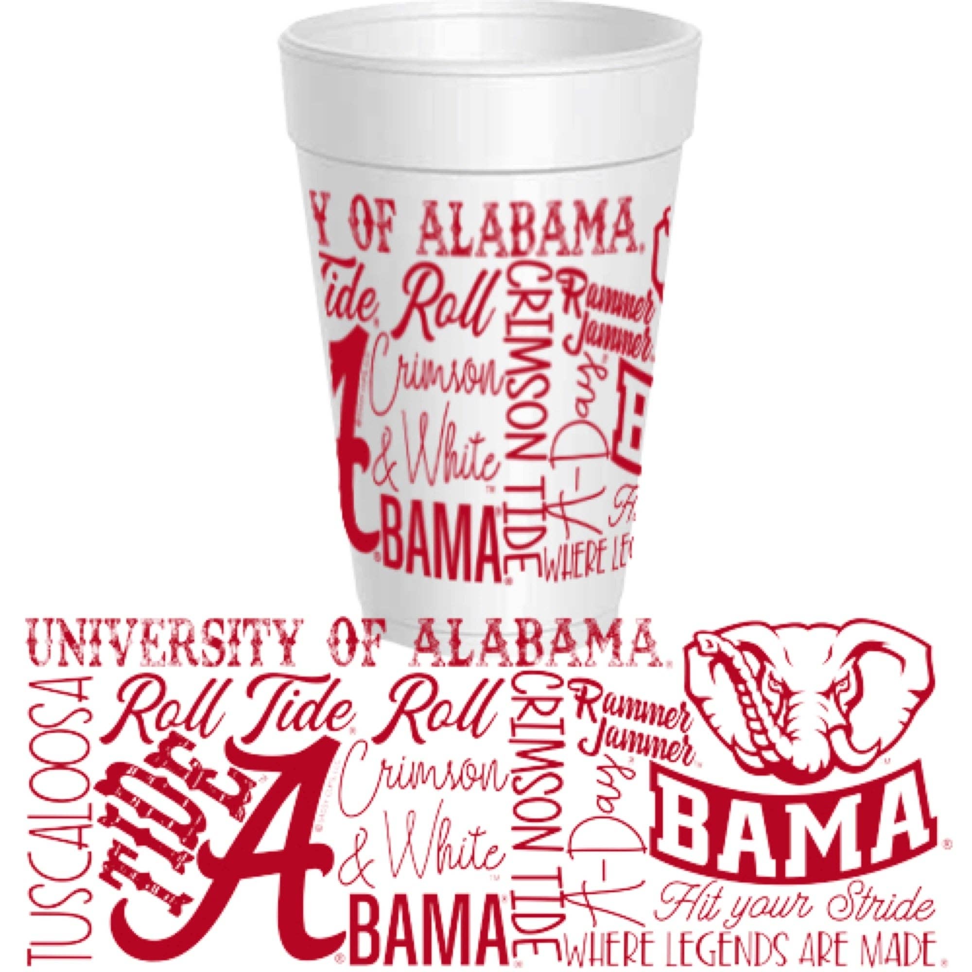Alabama Traditions Wrap Styrofoam Cups - Gabrielle's Biloxi