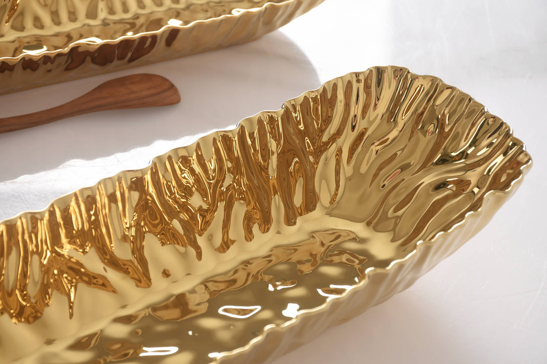 Pampa Bay Deep Rectangular Server - Gold - Gabrielle's Biloxi