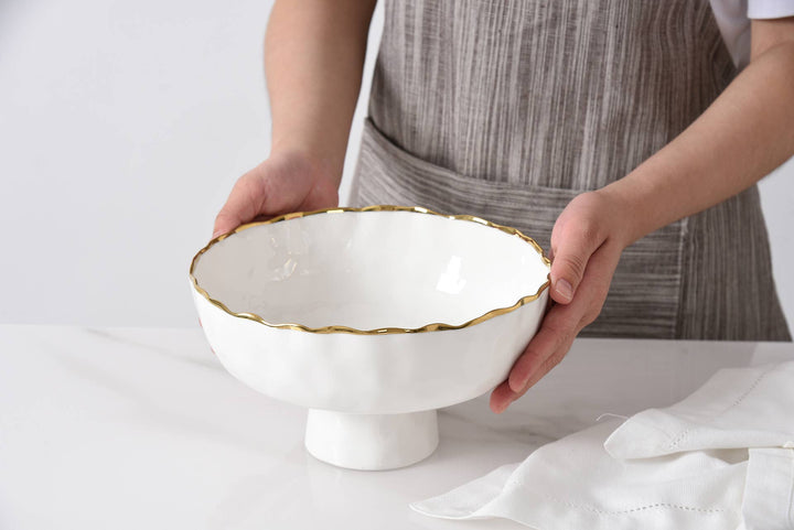 Pampa Bay Medium Footed Bowl - White Gold - Gabrielle's Biloxi