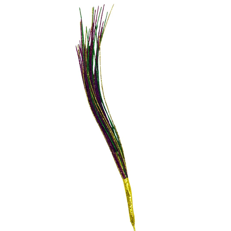 35" Purple, Gold, and Green Mardi Gras Glitter Grass Spray - Gabrielle's Biloxi