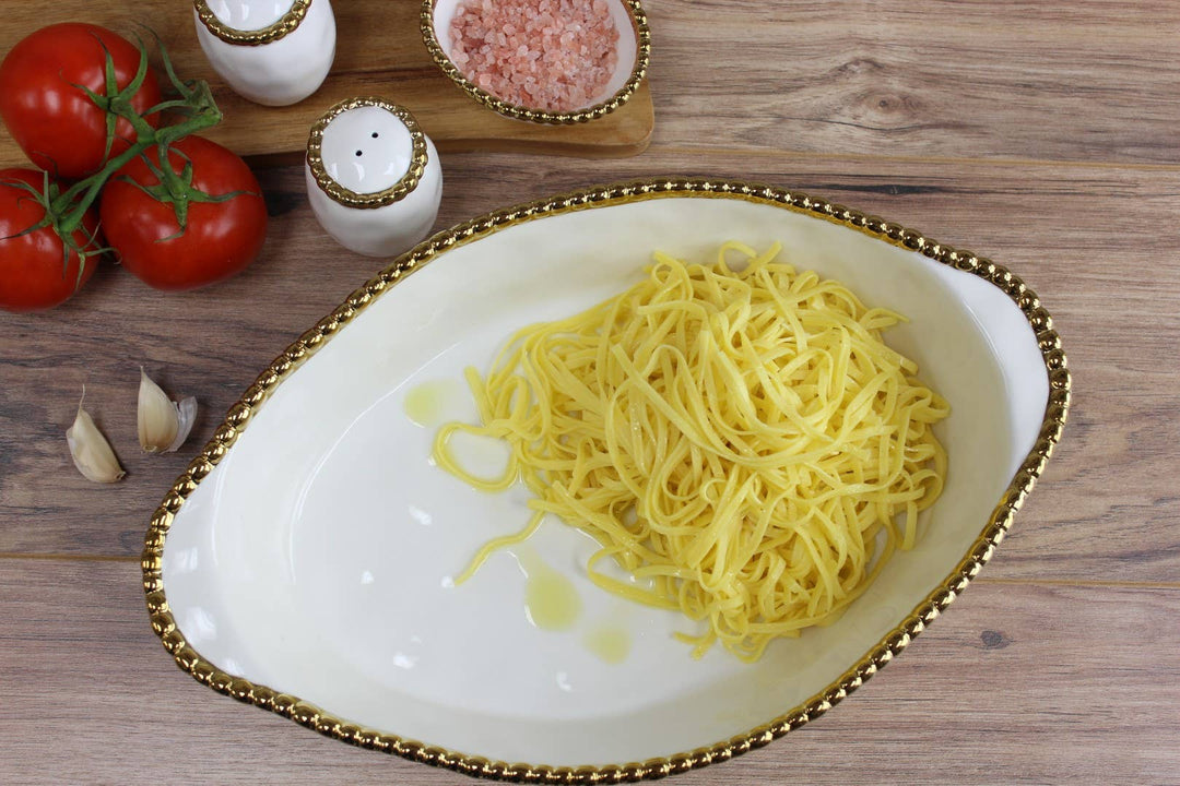 Pampa Bay Oval Baking Dish - White & Gold - Gabrielle's Biloxi