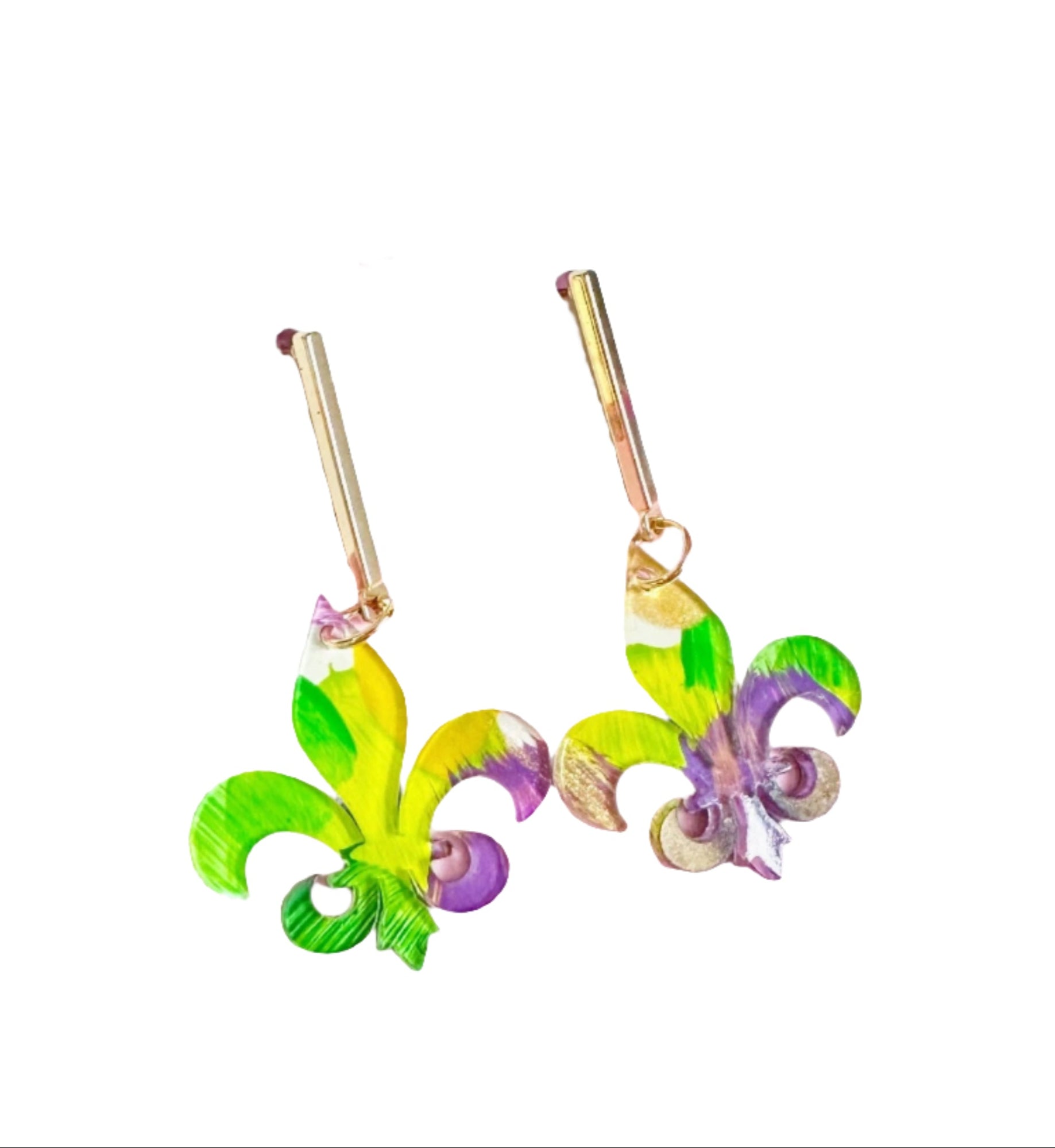 Mardi Gras Art Fleur de Lis Earrings - Gabrielle's Biloxi