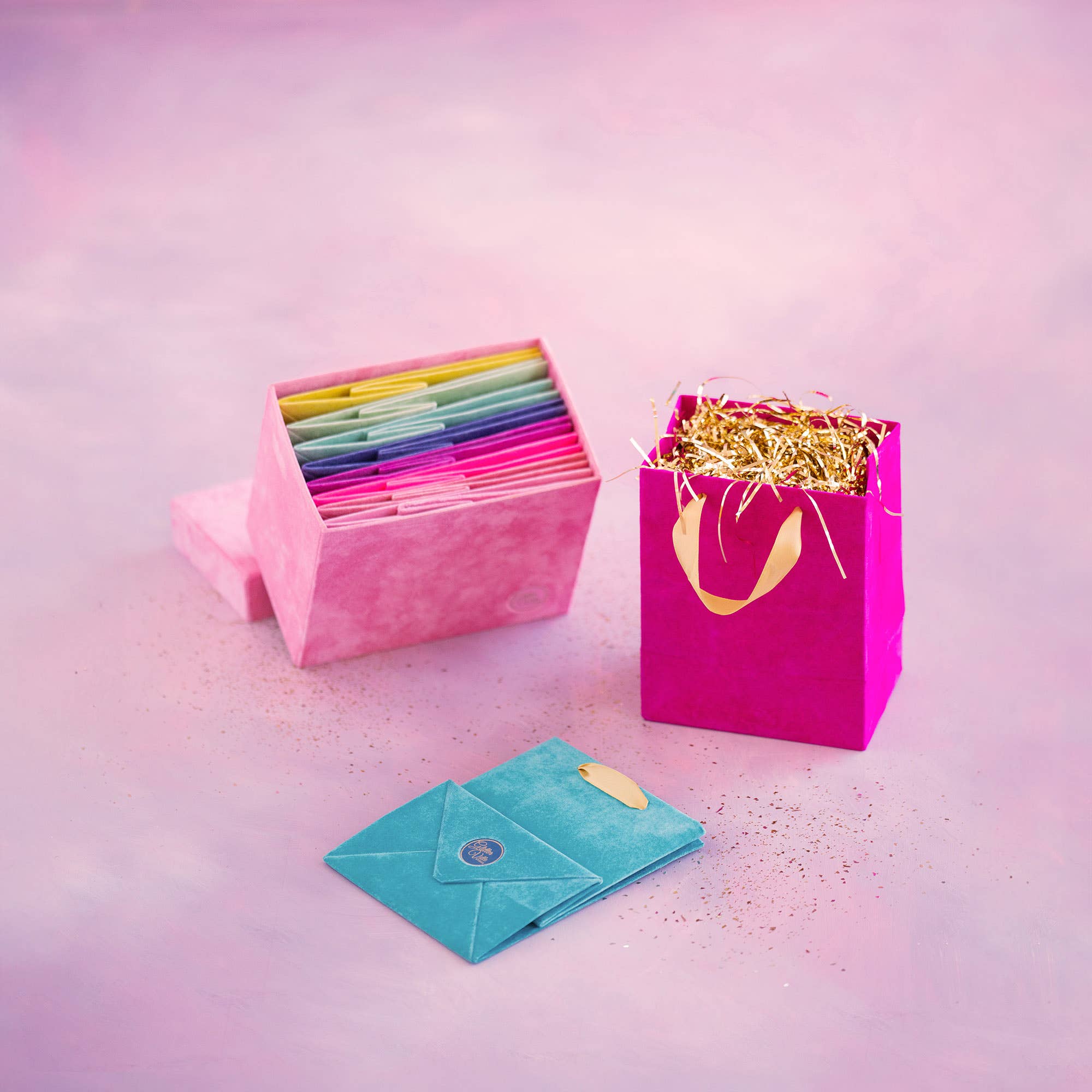 Glitterville Patisserie Flocked Bags - Assorted, 10" x 8" x 5. - Gabrielle's Biloxi
