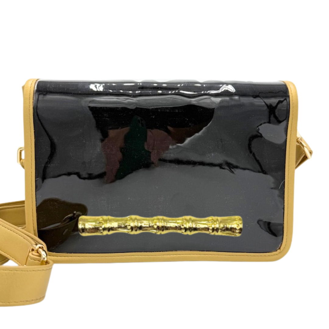 Black Clear Stadium Bag with Bamboo Stick - Gabrielle's Biloxi
