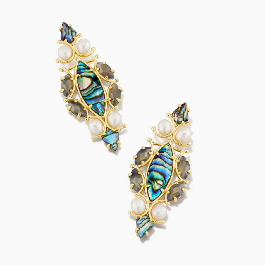 Kendra Scott Genevieve Statement Earrings - Gold Abalone Mix - Gabrielle's Biloxi