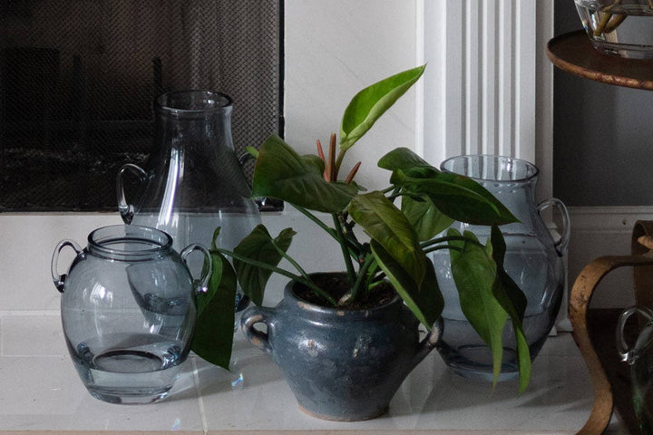 Etu Glass Amphora Flower Vase, Medium, Denim Blue - Gabrielle's Biloxi