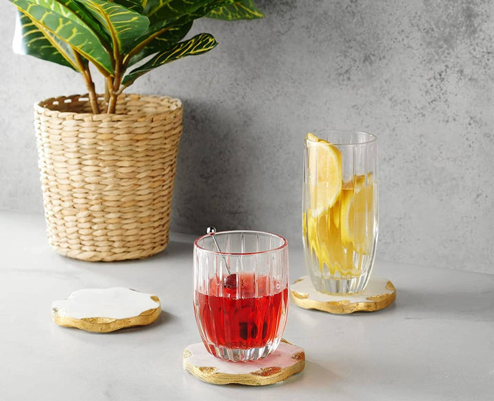 Set of Four Round Marble Coasters Gold Edge - Gift Guide - Gabrielle's Biloxi