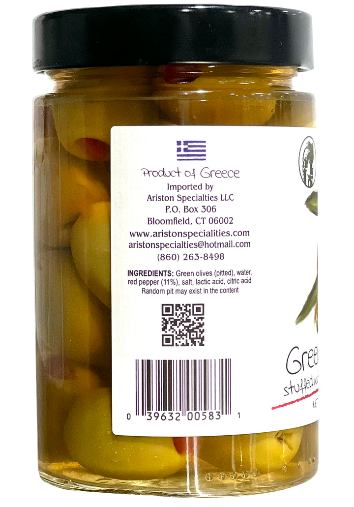 Ariston Green Olives Stuffed Pepper -13.40oz (Sweet peppers) - Gabrielle's Biloxi