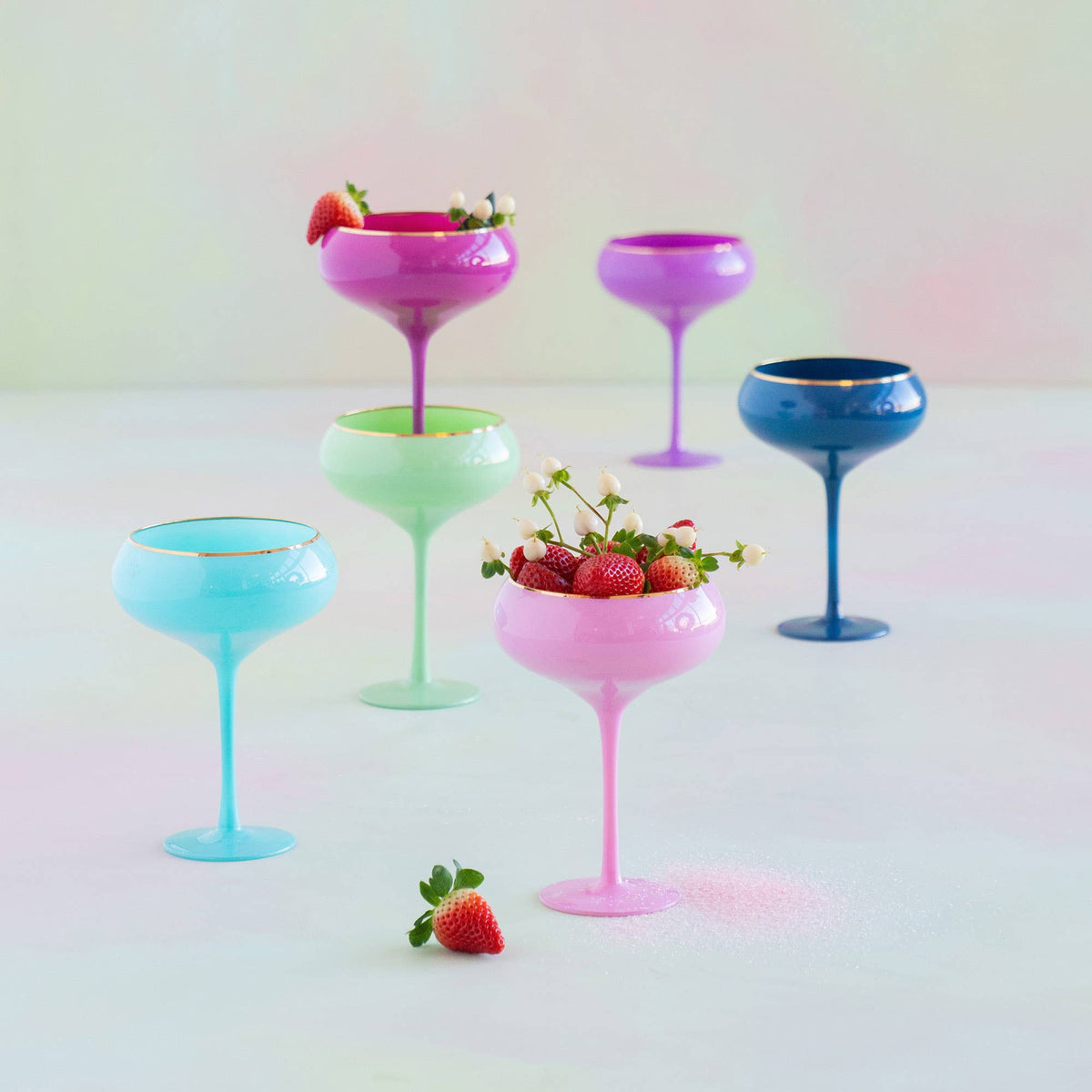 Glitterville Sugar Plum Coupe, Assorted, Glass, 7"