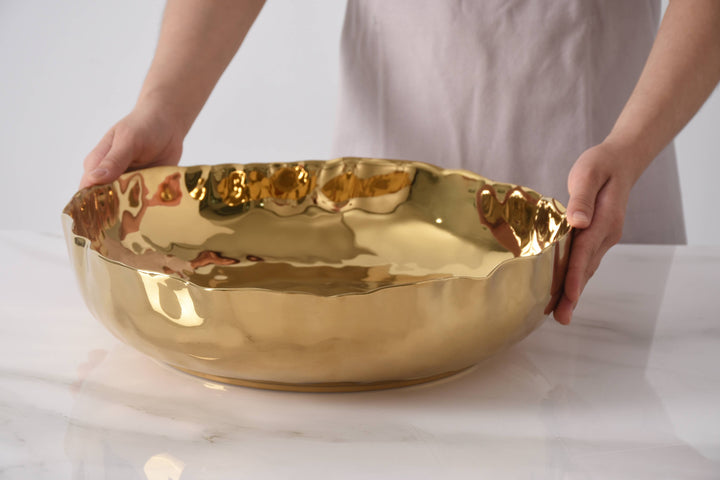 Pampa Bay Extra Large Shallow Bowl - Gold - Gabrielle's Biloxi