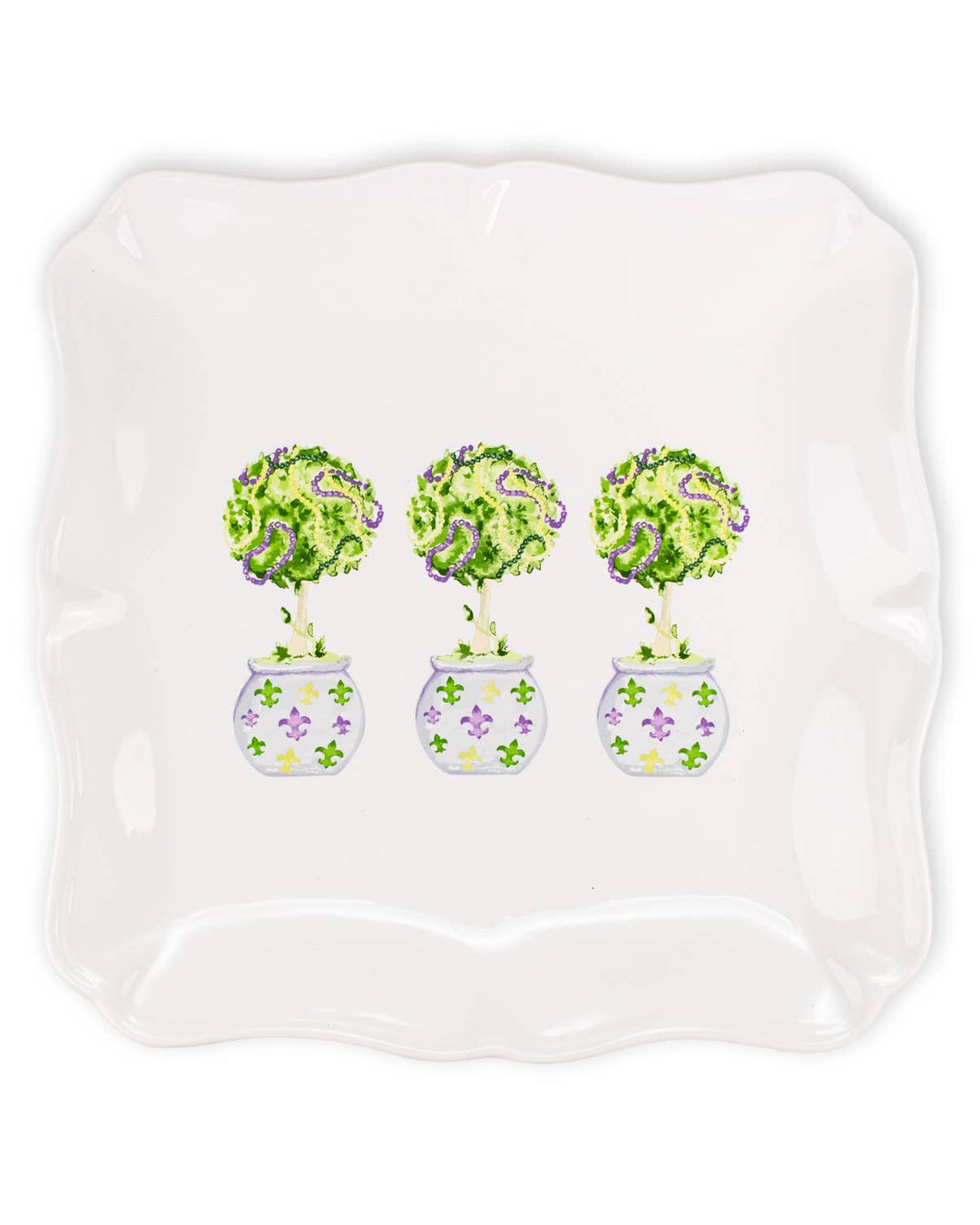 Mardi Topiary Square Platter-11.5x11.5 - Gabrielle's Biloxi