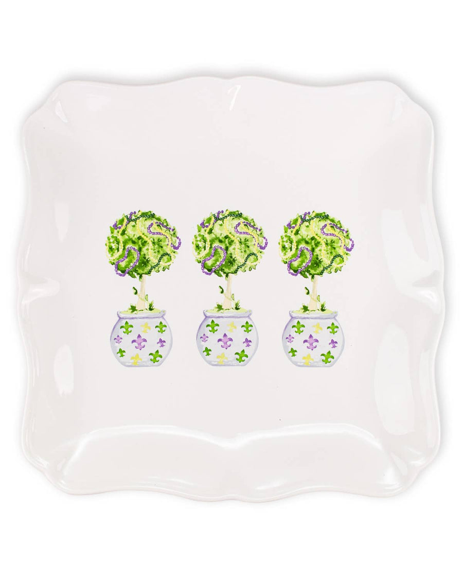 Mardi Topiary Square Platter-11.5x11.5 - Gabrielle's Biloxi