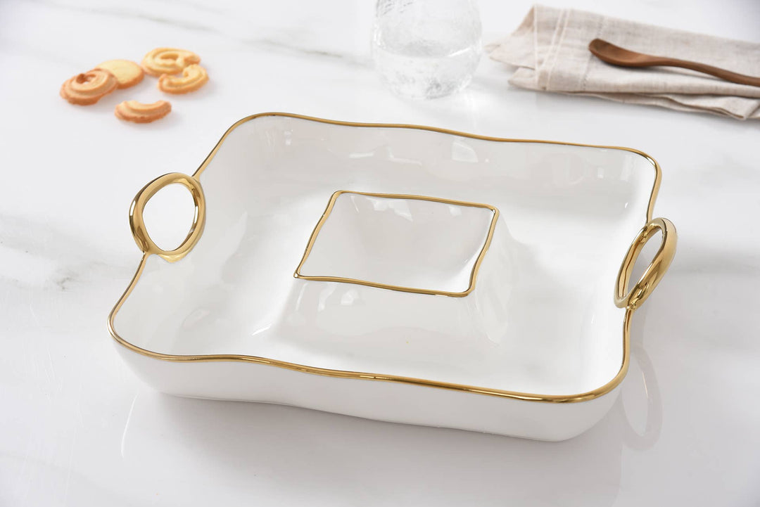 Pampa Bay Square Chip & Dip - Gold Handles - Gabrielle's Biloxi